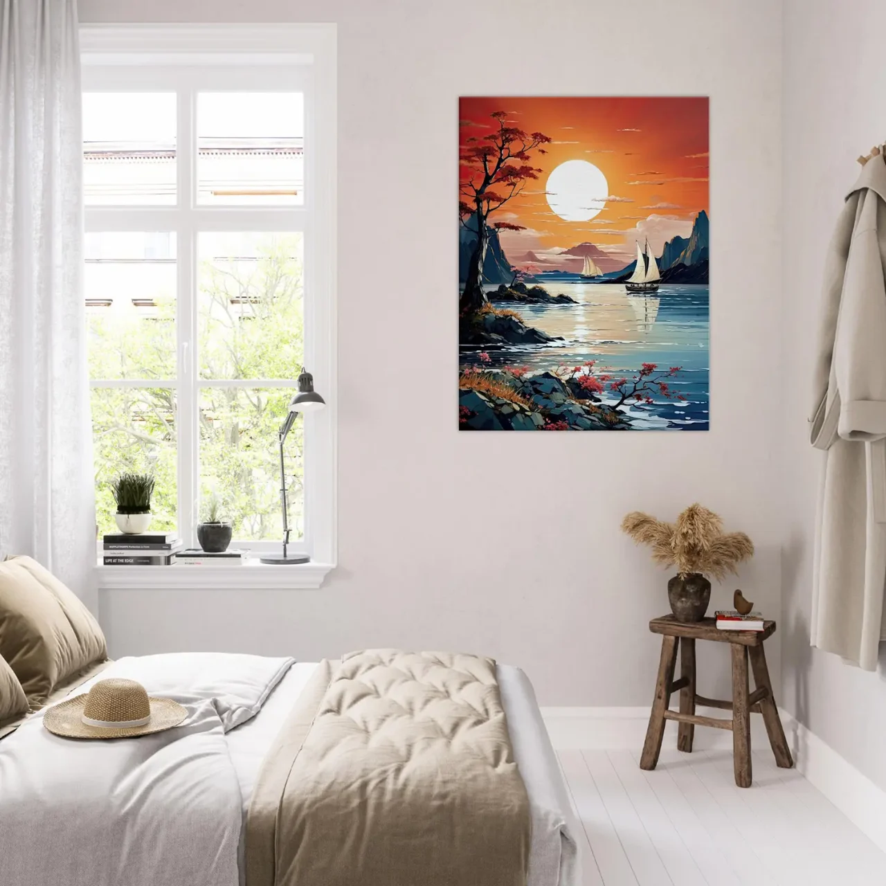 Tableau Coucher de soleil sur voiliers en Asie coucher de soleil sur voiliers en asie