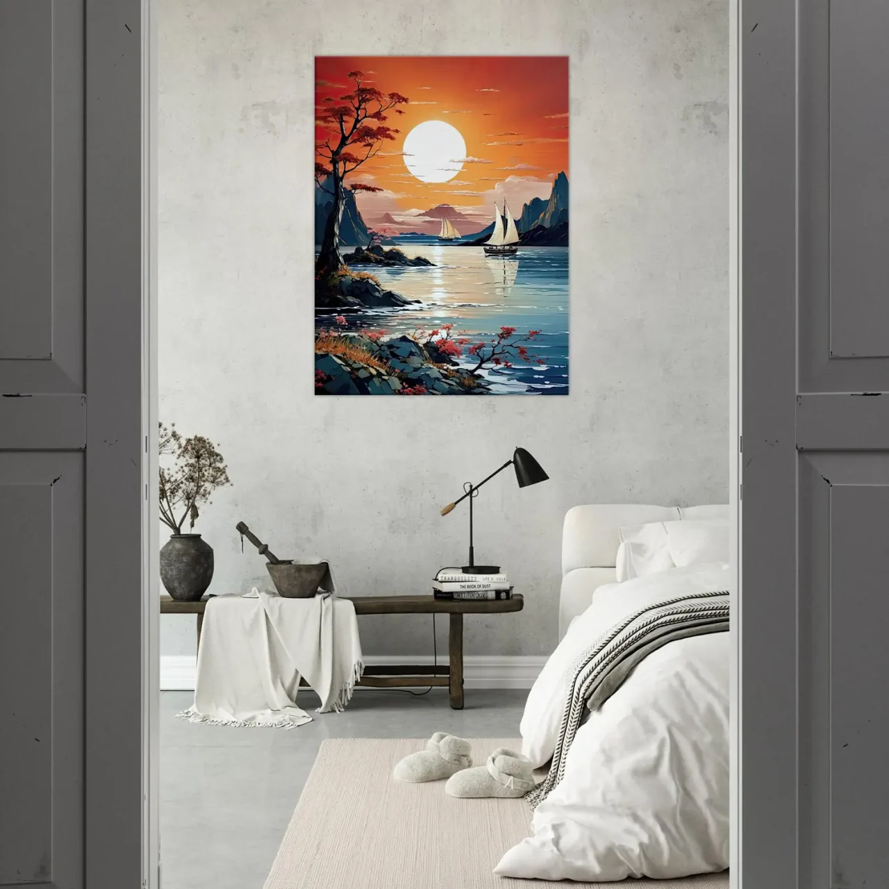 Tableau Coucher de soleil sur voiliers en Asie coucher de soleil sur voiliers en asie