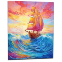 Peinture Couleurs de feu pour bateau sur l’océan couleurs de feu pour bateau sur l'océan