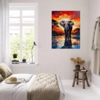 Éléphant dans la savane au coucher du soleil elephant dans la savane au coucher du soleil