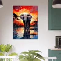 Éléphant dans la savane au coucher du soleil elephant dans la savane au coucher du soleil