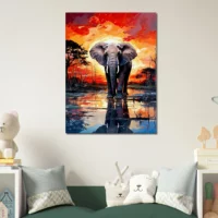 Éléphant dans la savane au coucher du soleil elephant dans la savane au coucher du soleil