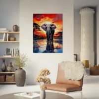 Éléphant dans la savane au coucher du soleil elephant dans la savane au coucher du soleil