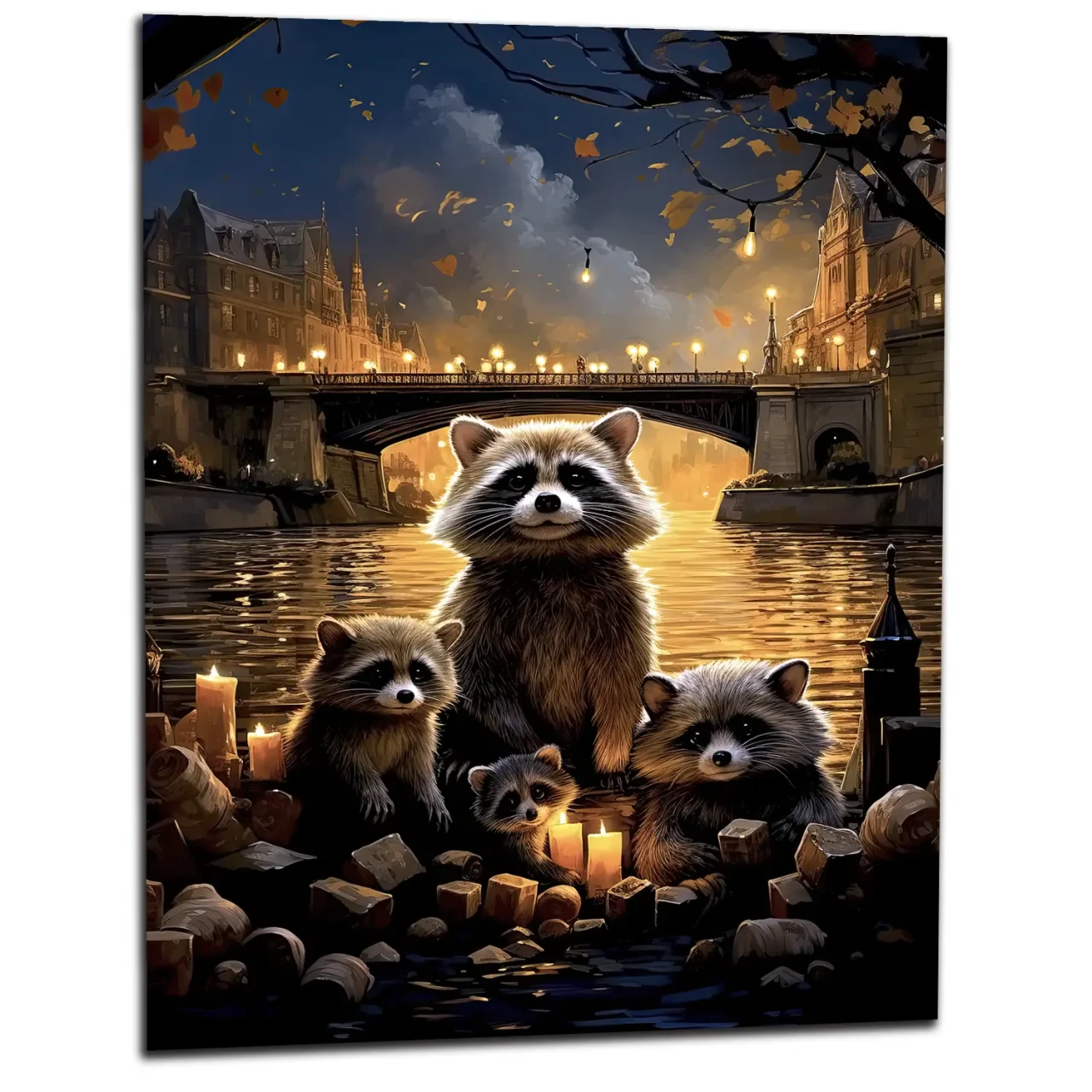 Cadre Famille de ratons laveurs à Paris famille de ratons laveurs à paris