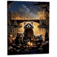 Cadre Famille de ratons laveurs à Paris famille de ratons laveurs à paris