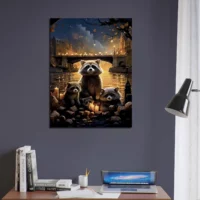 Cadre Famille de ratons laveurs à Paris famille de ratons laveurs à paris