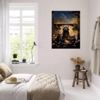 Cadre Famille de ratons laveurs à Paris famille de ratons laveurs à paris