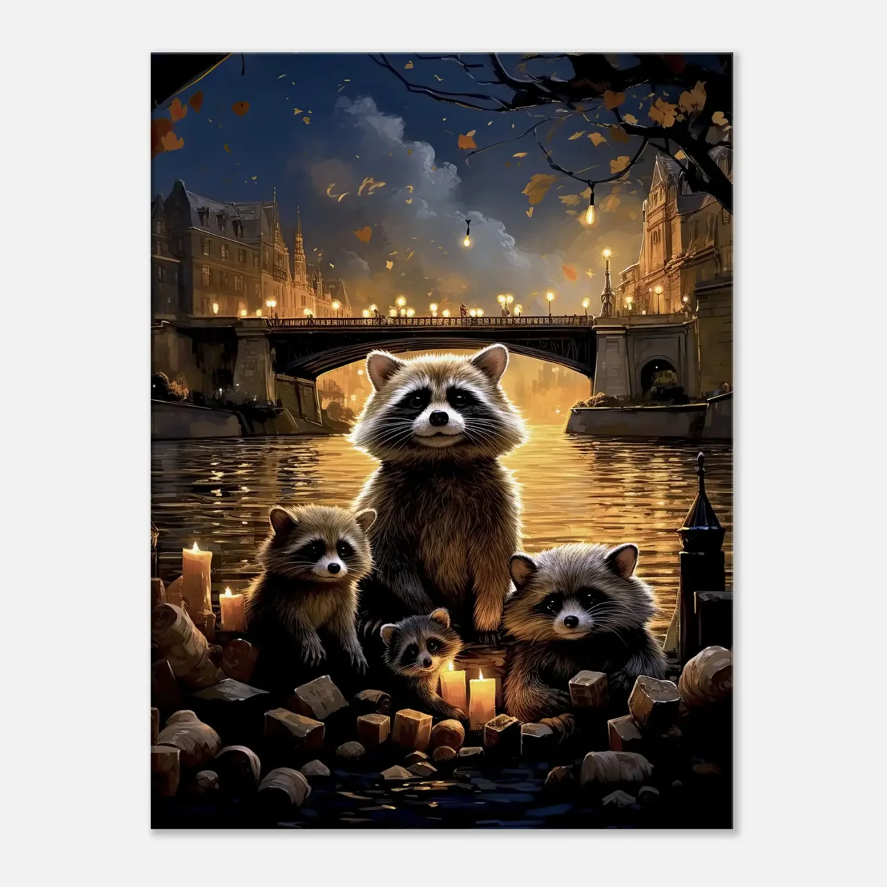 Cadre Famille de ratons laveurs à Paris famille de ratons laveurs à paris