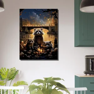 Cadre Famille de ratons laveurs à Paris famille de ratons laveurs à paris