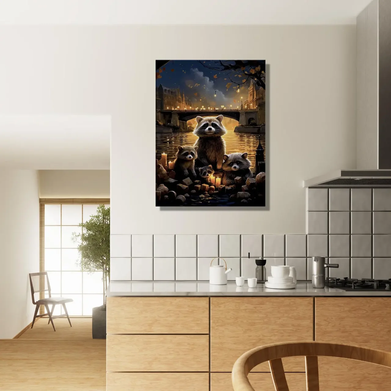 Cadre Famille de ratons laveurs à Paris famille de ratons laveurs à paris