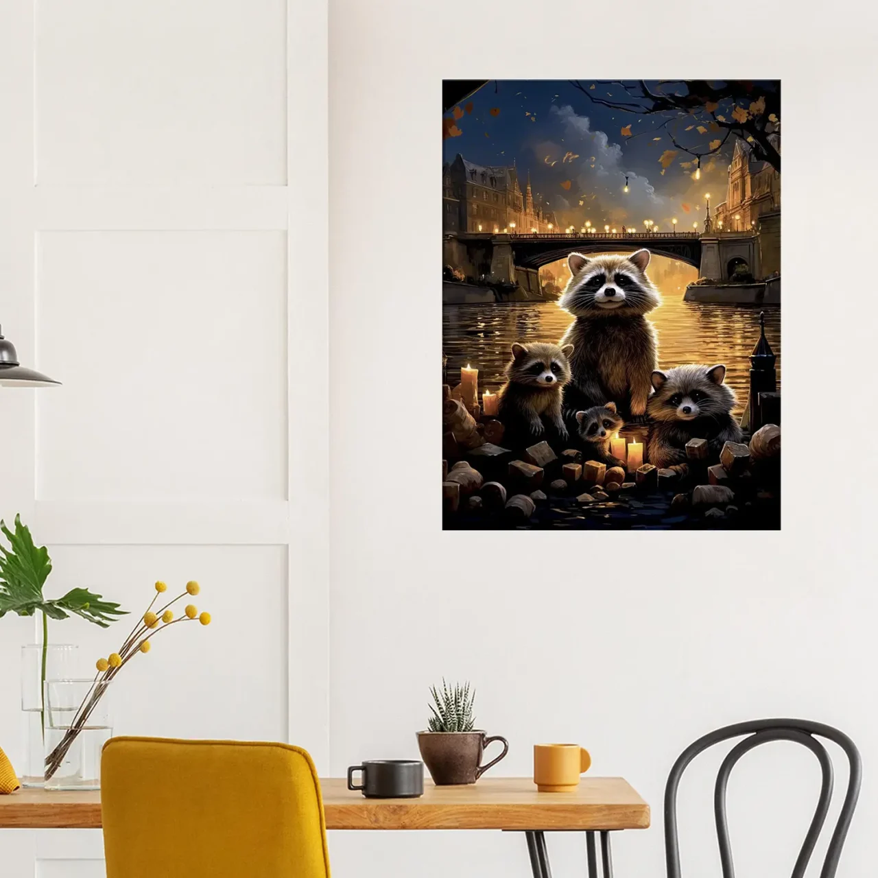 Cadre Famille de ratons laveurs à Paris famille de ratons laveurs à paris