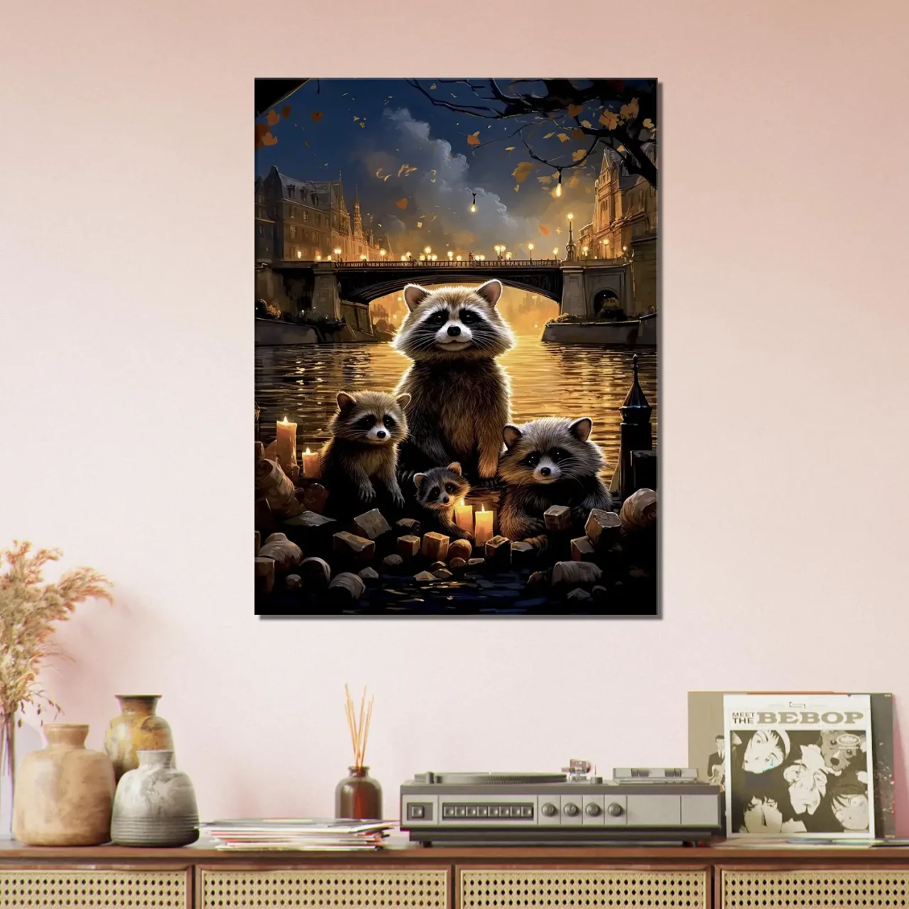 Cadre Famille de ratons laveurs à Paris famille de ratons laveurs à paris