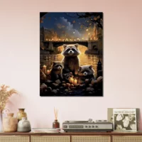 Cadre Famille de ratons laveurs à Paris famille de ratons laveurs à paris