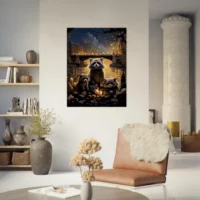 Cadre Famille de ratons laveurs à Paris famille de ratons laveurs à paris