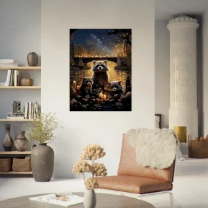 Cadre Famille de ratons laveurs à Paris famille de ratons laveurs à paris