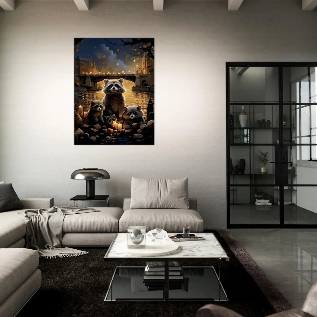 Cadre Famille de ratons laveurs à Paris famille de ratons laveurs à paris