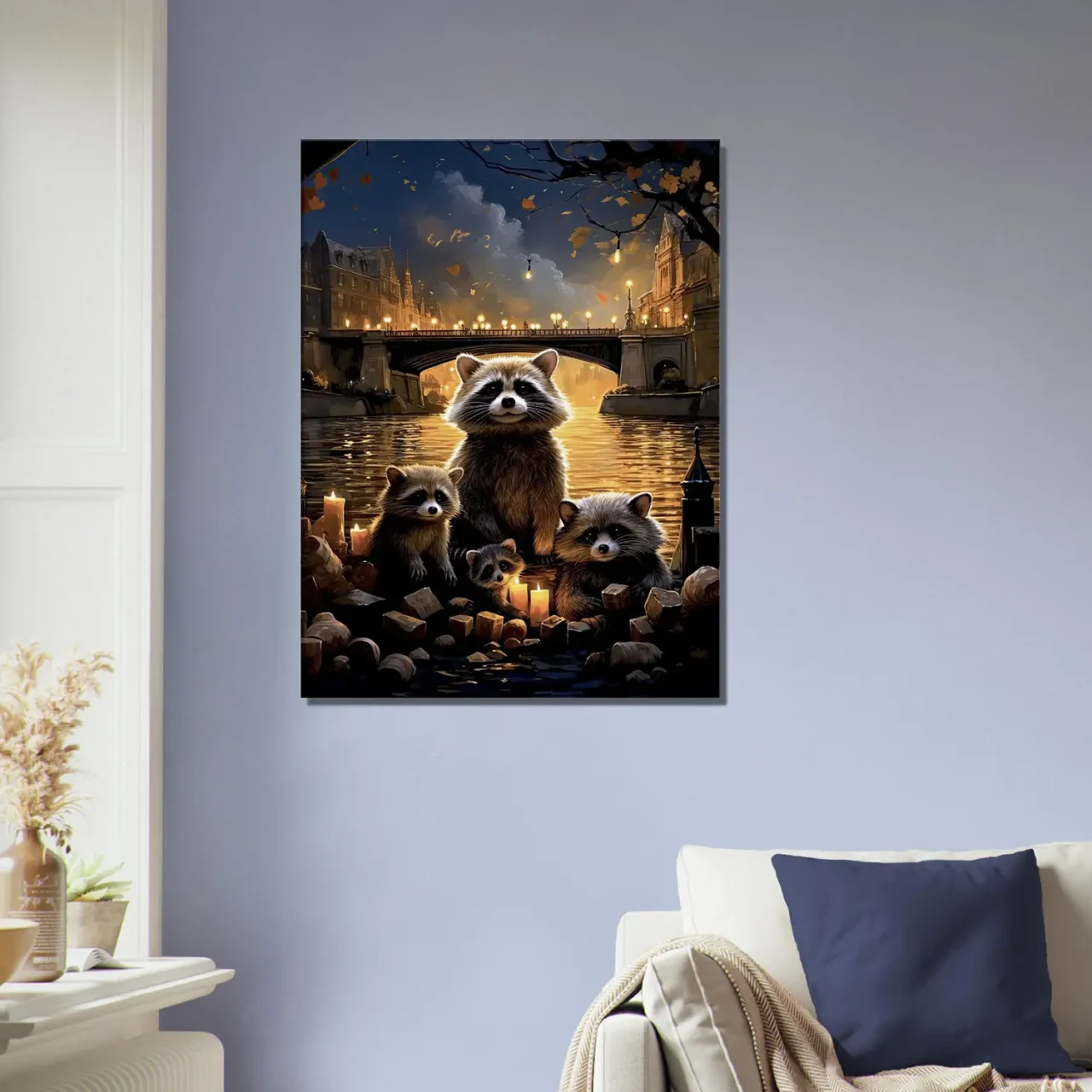 Cadre Famille de ratons laveurs à Paris famille de ratons laveurs à paris