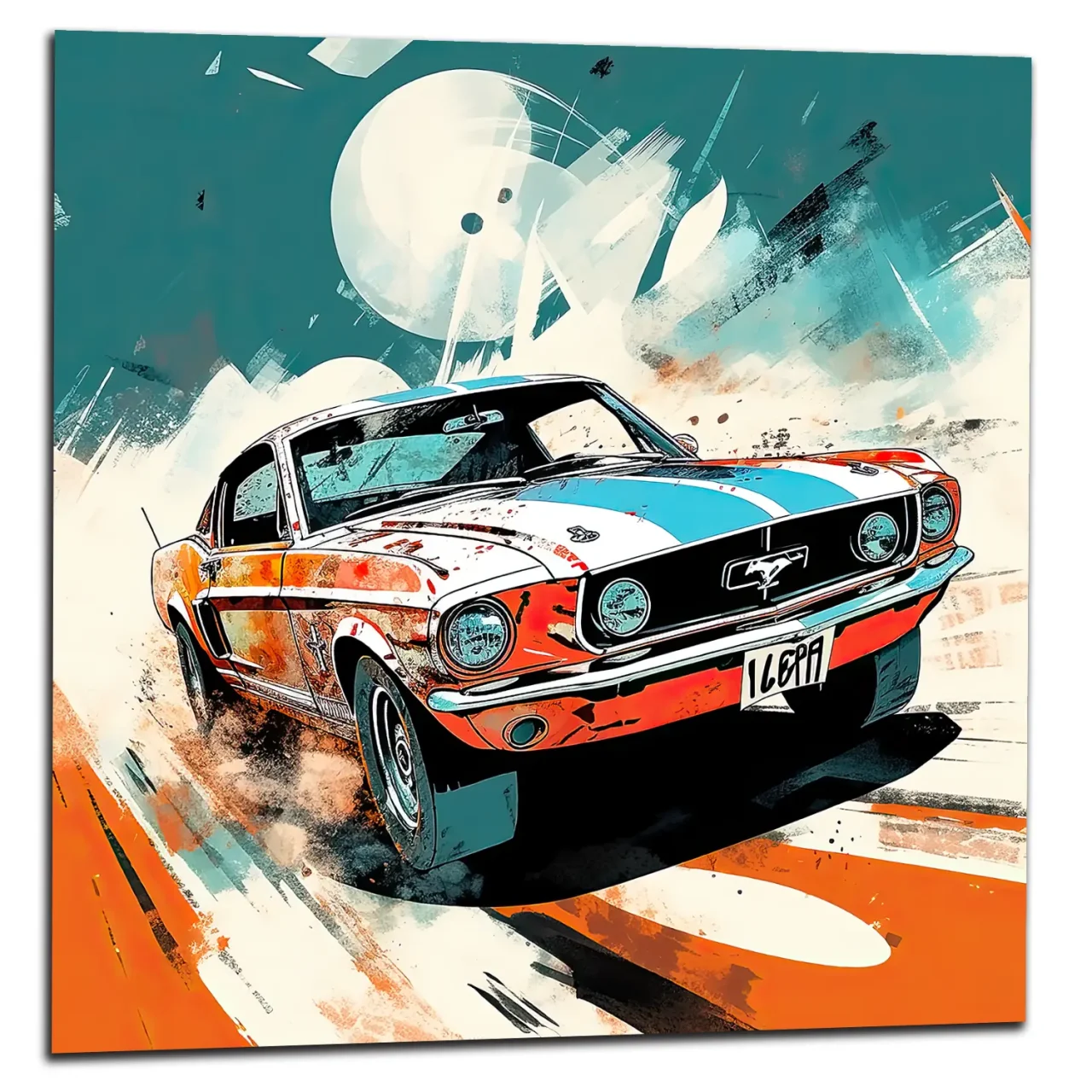 ford mustang orange et bleue style bd