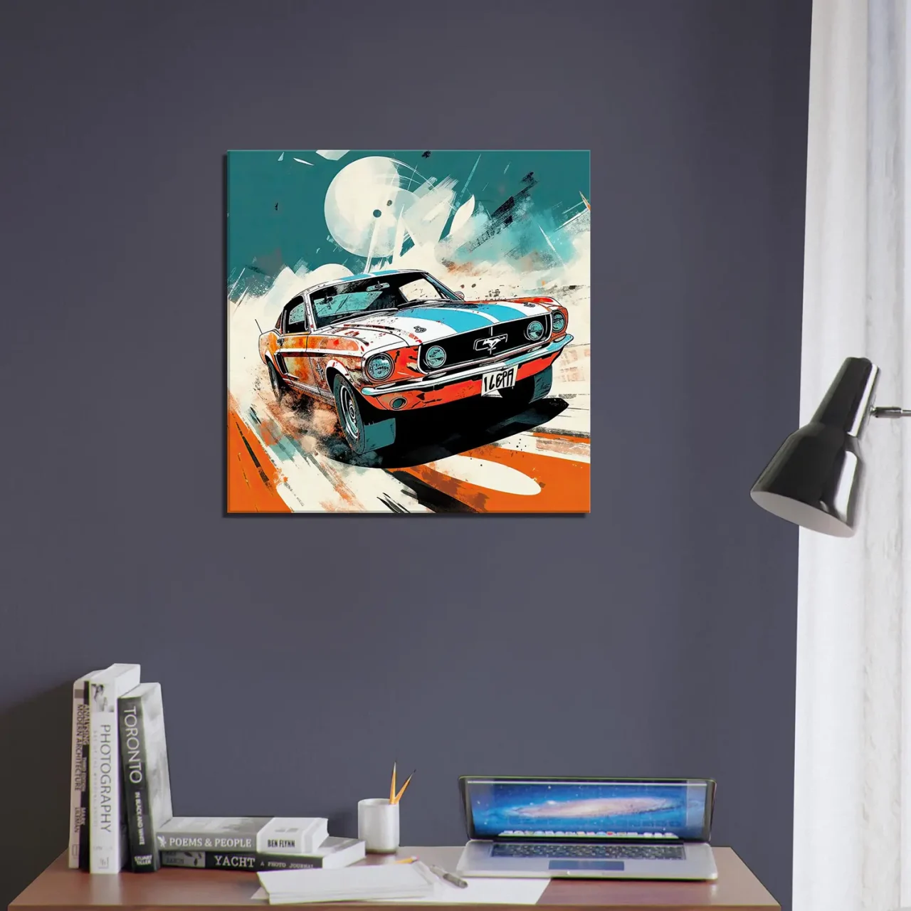 ford mustang orange et bleue style bd
