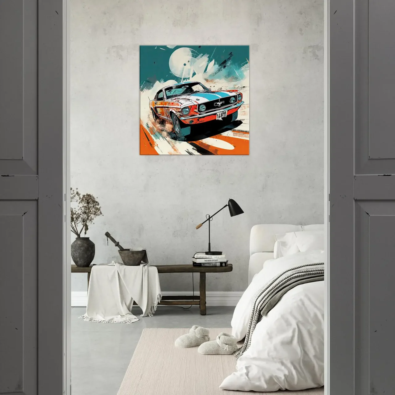 ford mustang orange et bleue style bd