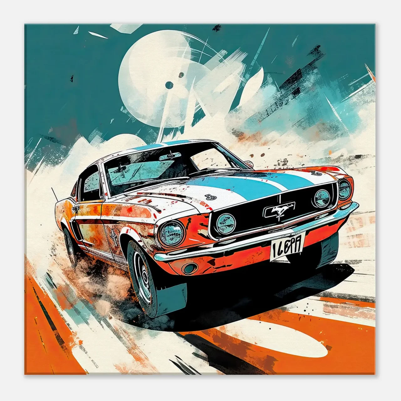 ford mustang orange et bleue style bd