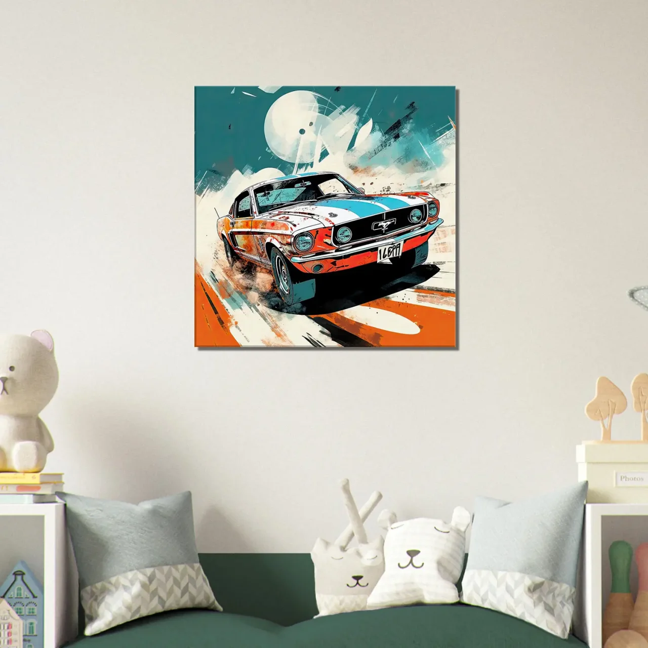 ford mustang orange et bleue style bd