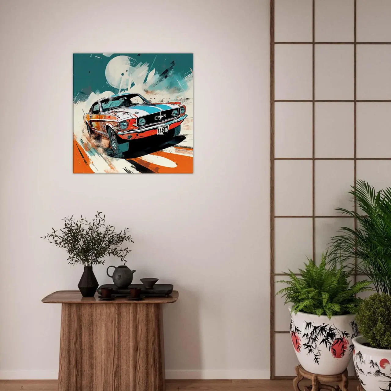 ford mustang orange et bleue style bd