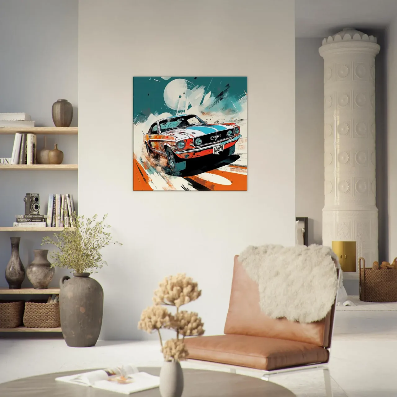 ford mustang orange et bleue style bd