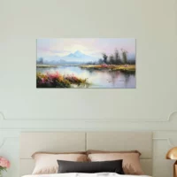 lac, fleurs et montagnes style delacroix