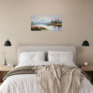 lac, fleurs et montagnes style delacroix