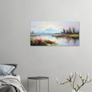 lac, fleurs et montagnes style delacroix