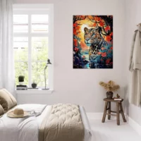 Léopard caché dans l’eau et les fleurs léopard caché dans l'eau et les fleurs