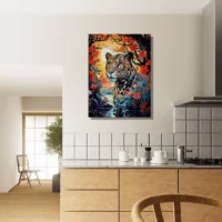 Léopard caché dans l’eau et les fleurs léopard caché dans l'eau et les fleurs