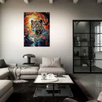 Léopard caché dans l’eau et les fleurs léopard caché dans l'eau et les fleurs