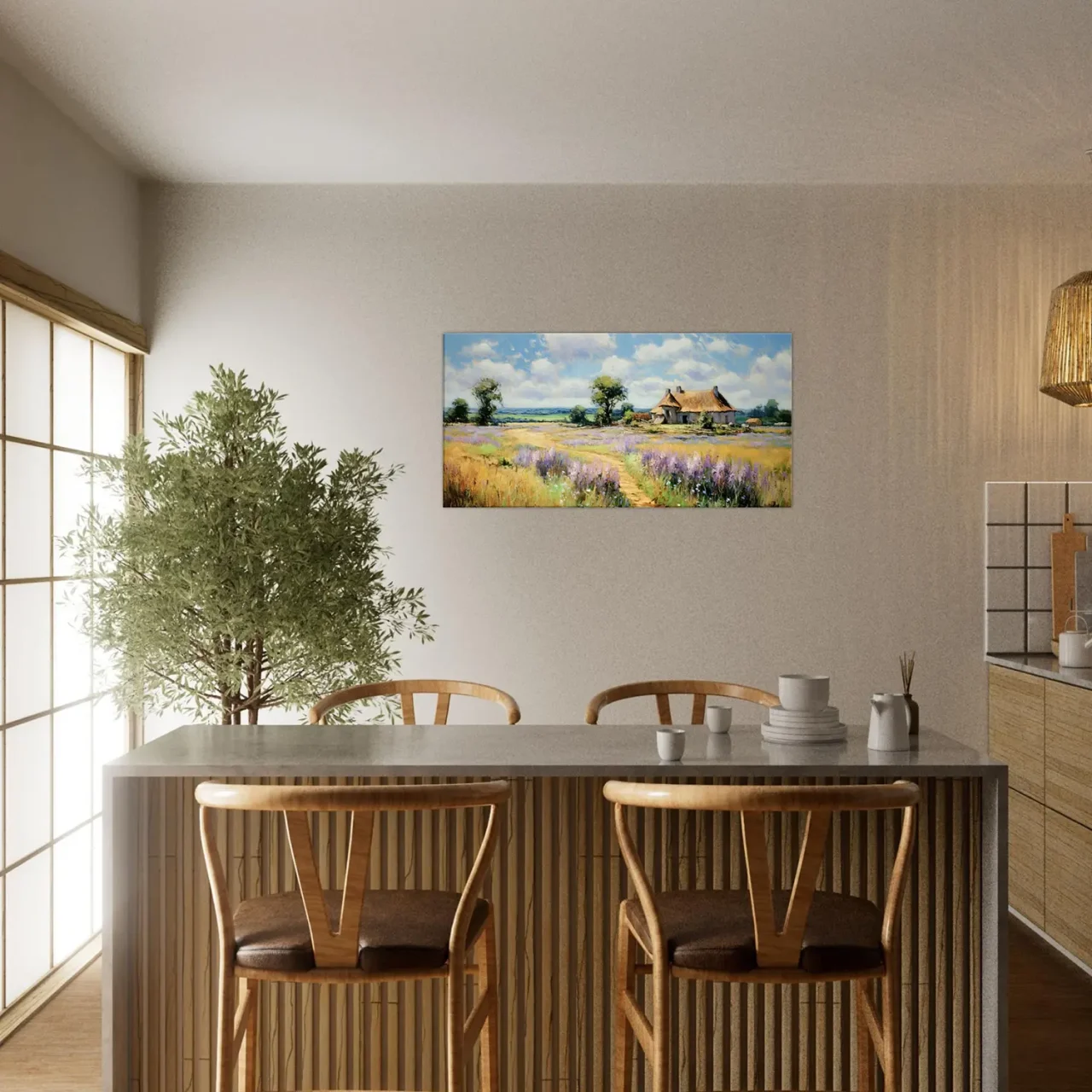 maison de campagne et lavande stype pissaro