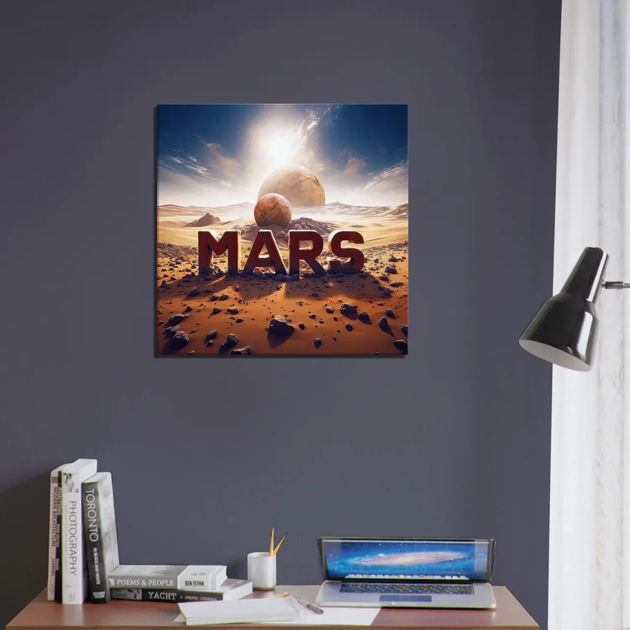 Mars sur Mars, Illustration cadre déco mars sur mars, illustration déco