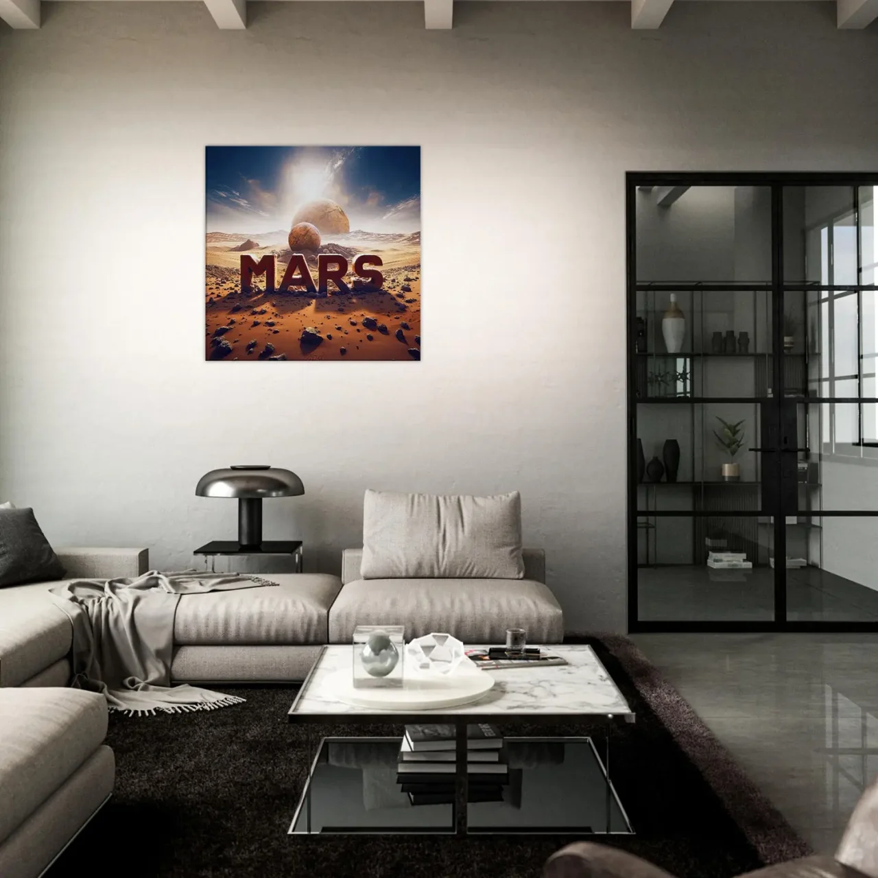 Mars sur Mars, Illustration cadre déco mars sur mars, illustration déco