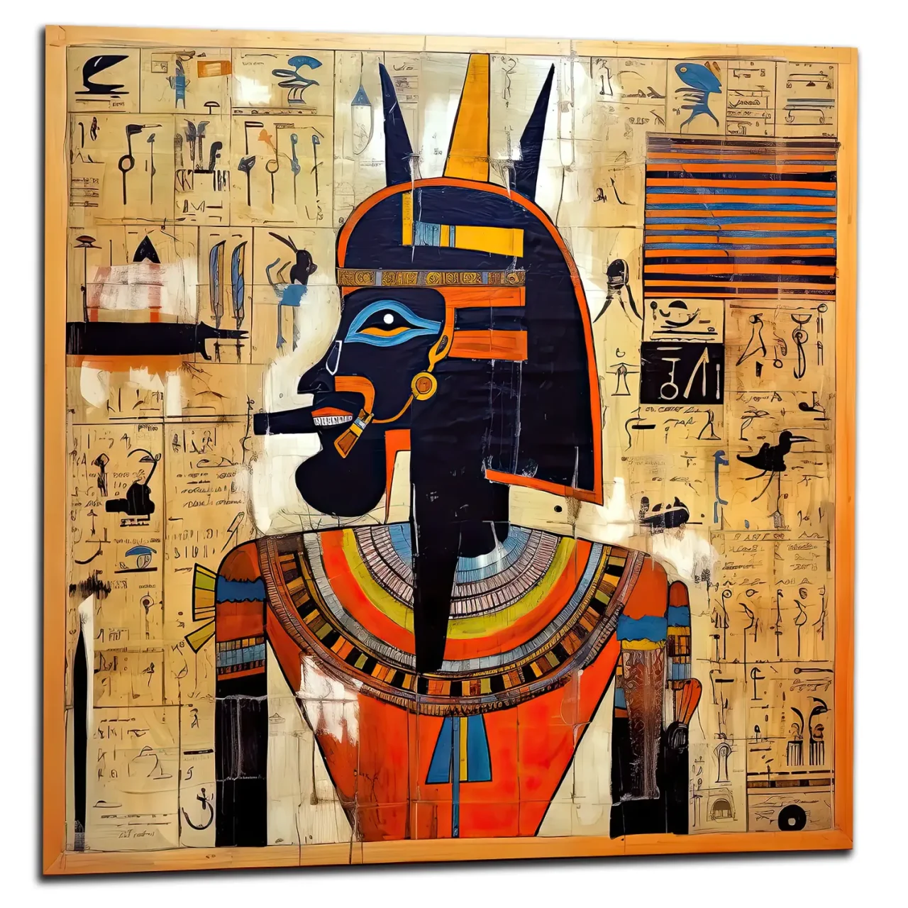 Papyrus Egyptien Amon Ra et Basquiat papyrus egyptien amon ra et basquiat