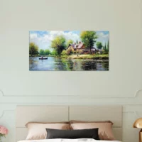 paysage lac et maison de campagne camille pissaro