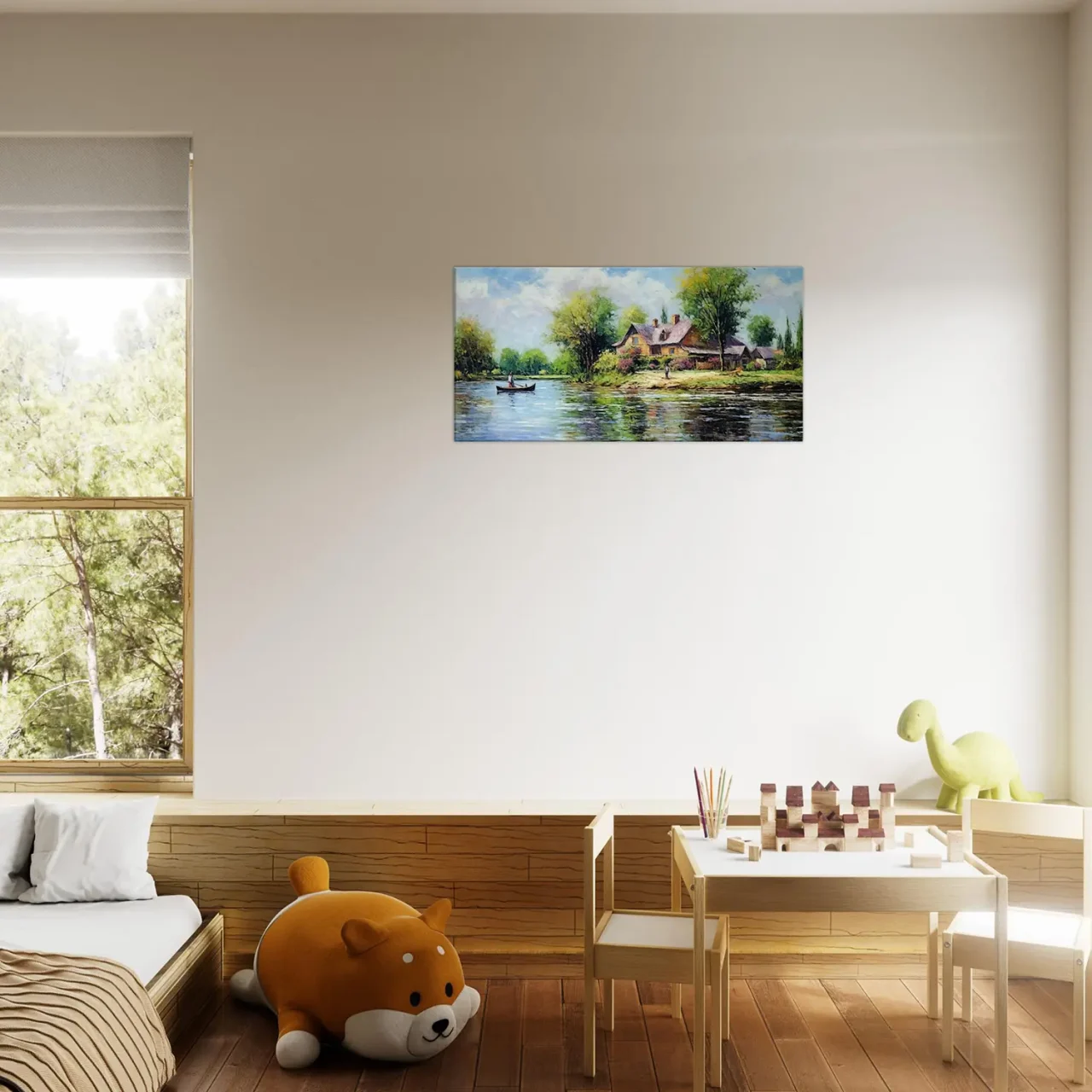 paysage lac et maison de campagne camille pissaro