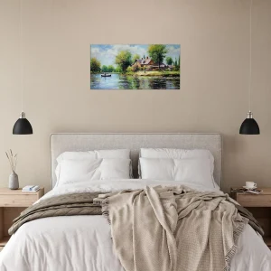 paysage lac et maison de campagne camille pissaro