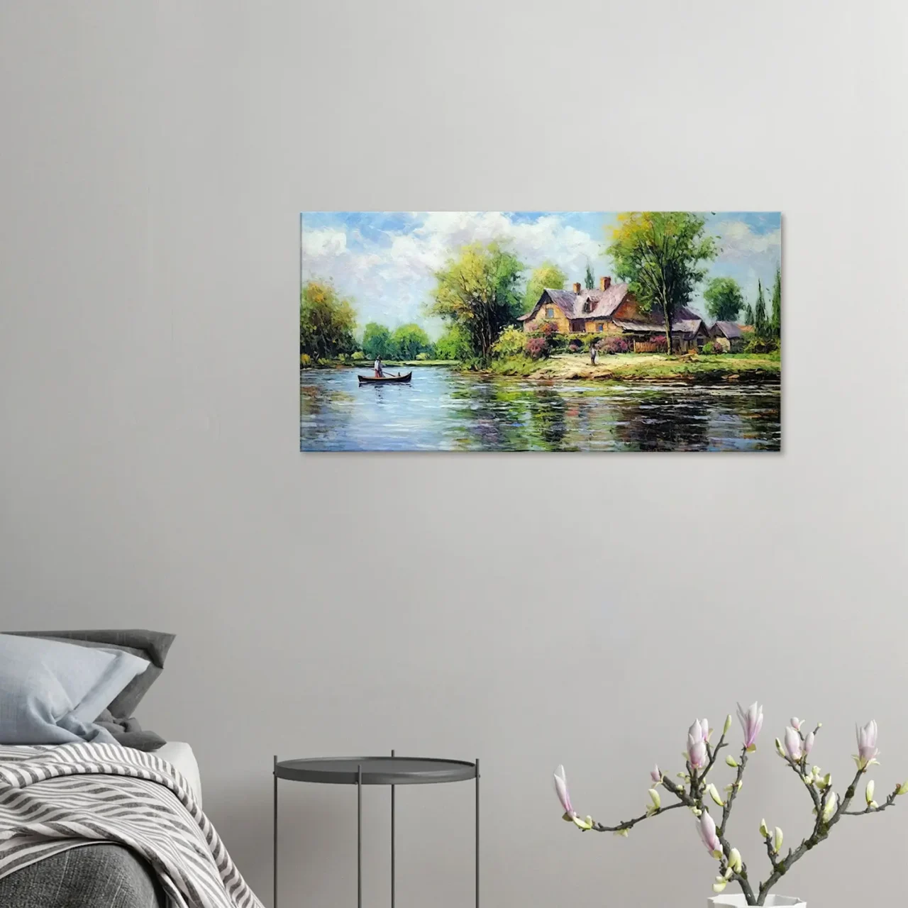 paysage lac et maison de campagne camille pissaro