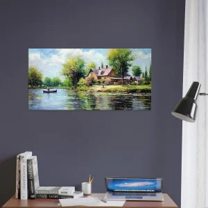 paysage lac et maison de campagne camille pissaro