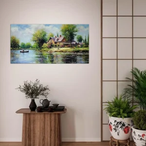 paysage lac et maison de campagne camille pissaro