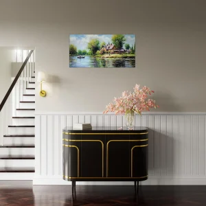 paysage lac et maison de campagne camille pissaro