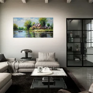 paysage lac et maison de campagne camille pissaro