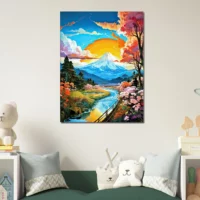 Mont Fuji Paysage coloré coucher de soleil mont fuji paysage coloré coucher de soleil