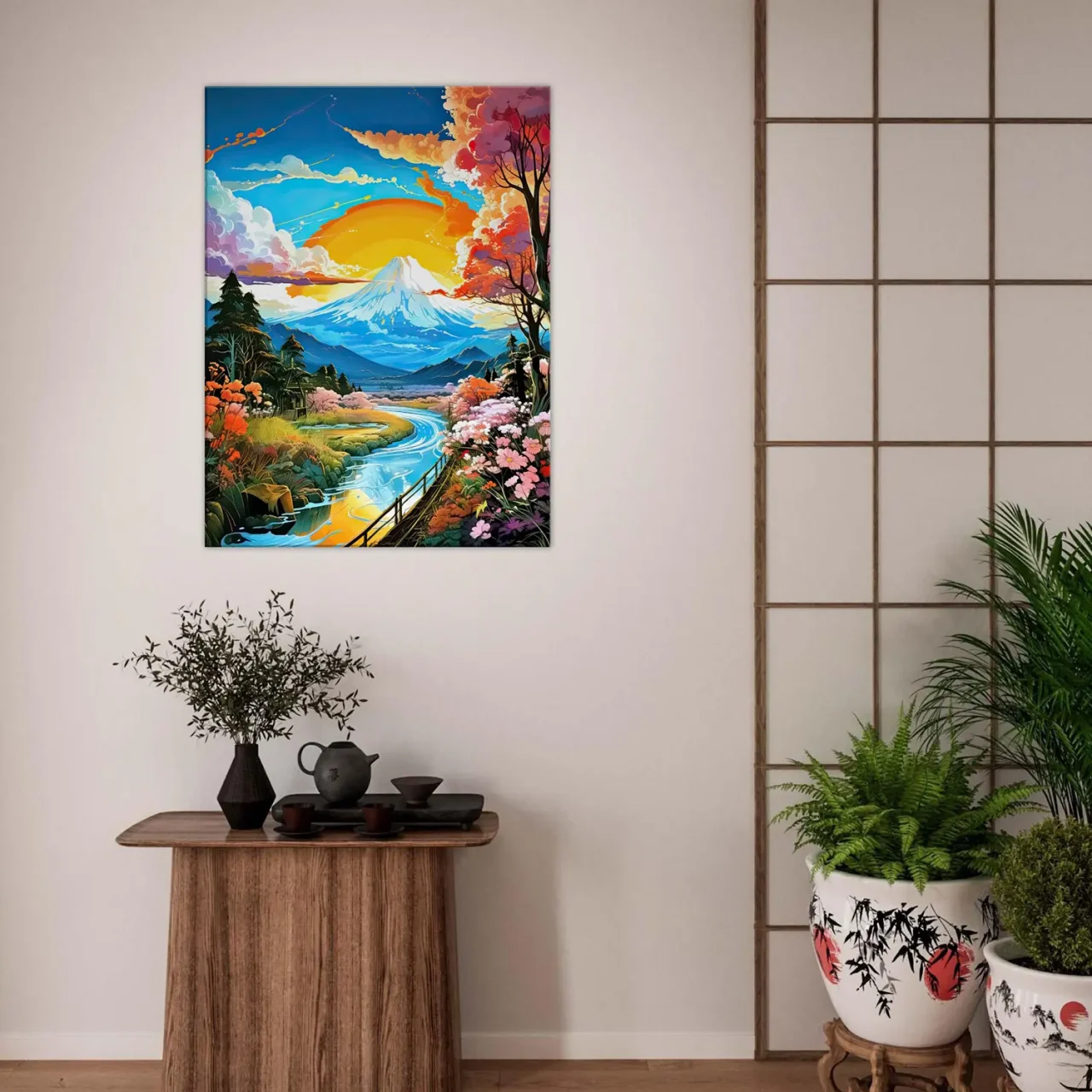 mont fuji paysage coloré coucher de soleil