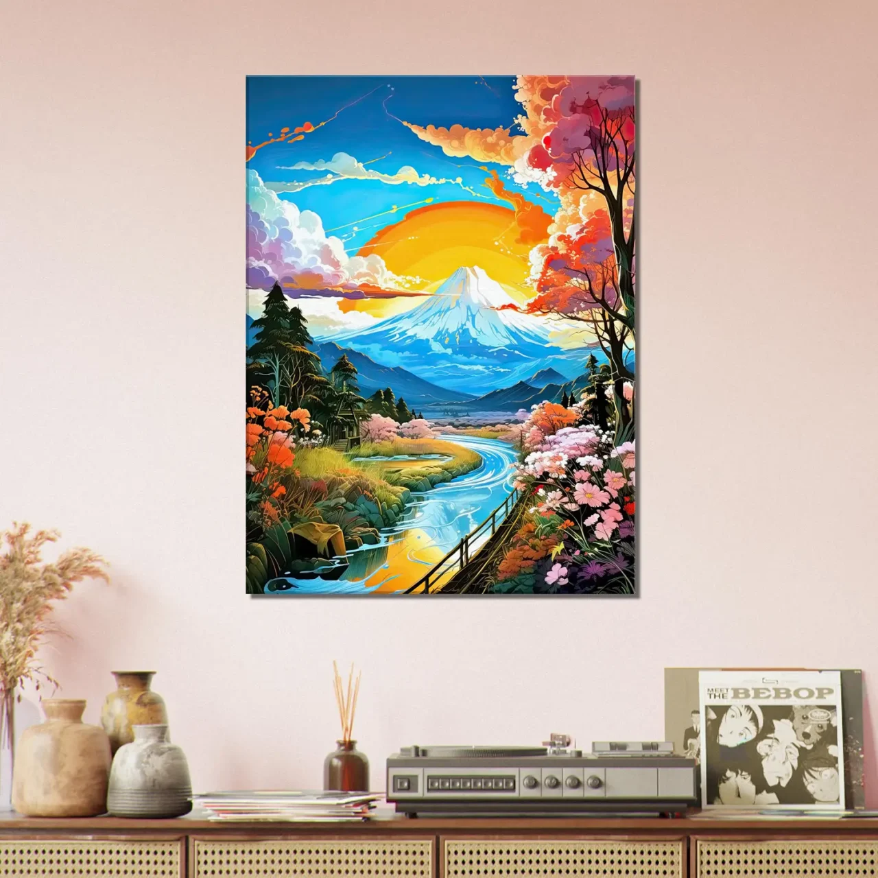 mont fuji paysage coloré coucher de soleil