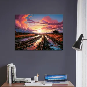 Cadre Paysage Rails et Coucher de Soleil paysage rails et coucher de soleil